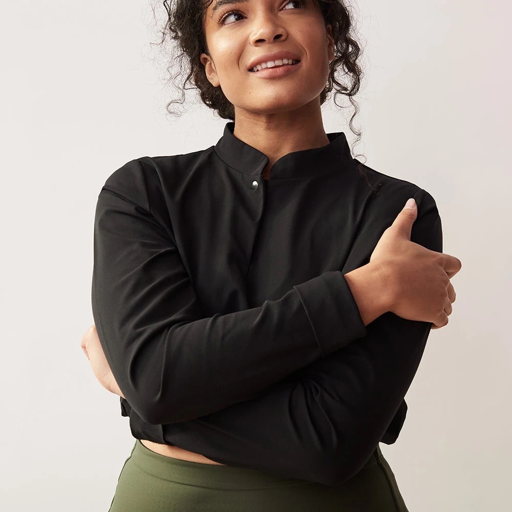 Aday Check In Long Sleeve Crop Top Small